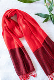 OMVAI Stunning Jacquard with Border Modal Stole Red