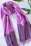 OMVAI Stunning Jacquard with Border Modal Stole Purple
