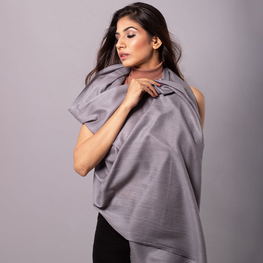 SEAL GRAY Solid Pashmina