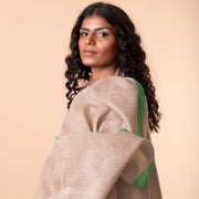 Striped Border Pashmina  - Green