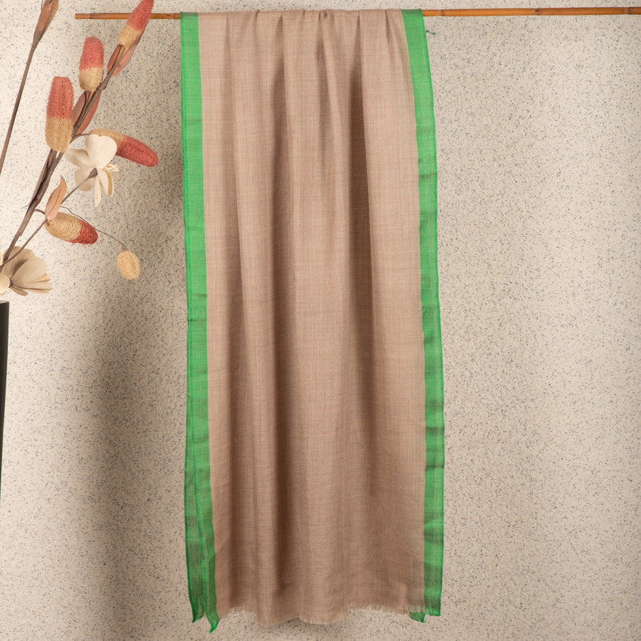 Striped Border Pashmina  - Green