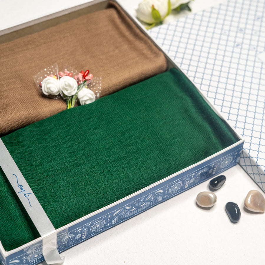 OMVAI Solid Pashmina Combo Gift Set in Pure Cashmere wool (Set of 2 - For HIM and for HER)