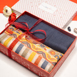 OMVAI Pashmina Combo Gift Set in Pure Cashmere wool - Kani and solid (Set of 2 - For HIM and for HER)