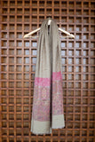 OMVAI Royal Jacquard with Intricate Kashmiri Border Modal Stole Beige