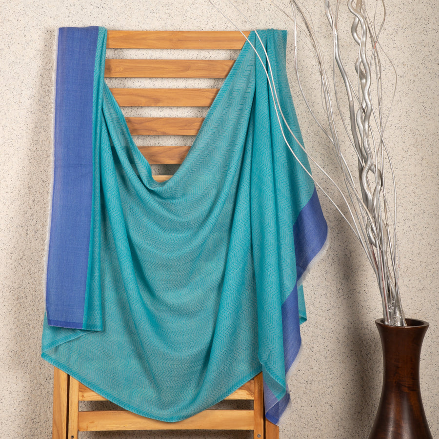 Zig Zag Patterned Pashmina - Turquoise : Blue