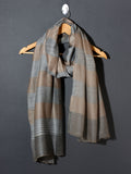 Dhaaridhaar Kashmiri Banded Striped  Patterned Pashmina Stole -Nude Brown