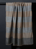 Dhaaridhaar Kashmiri Banded Striped  Patterned Pashmina Stole -Nude Brown
