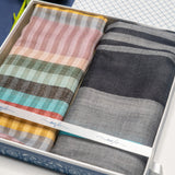OMVAI Patterned Striped Pashmina Combo Gift Set in Pure wool (Set of 2 - For HIM and for HER)