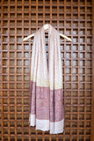 OMVAI Royal Jacquard with Intricate Kashmiri Border Modal Stole Pearl white Lilac