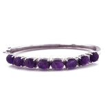 Amethyst Studded Silver Bangle Bracelet