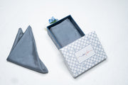 OMVAI Solid Silk Pocket Square Steel Blue