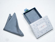 OMVAI Solid Silk Pocket Square Steel Blue