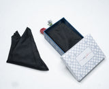 OMVAI Solid Silk Pocket Square Midnight Black