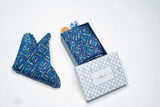 OMVAI Silk Pocket Square - Magic Squares in Royal Blue