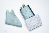 OMVAI Silk Pocket Square - Magic Squares in Sky Ash