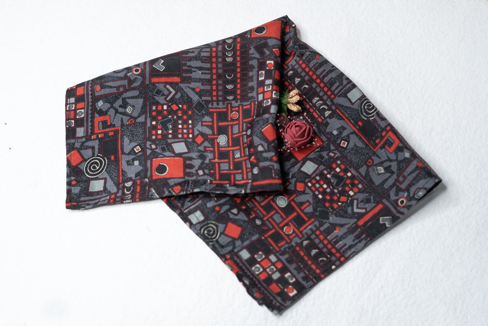 OMVAI Silk Pocket Square - The Abstract Geometry Gray