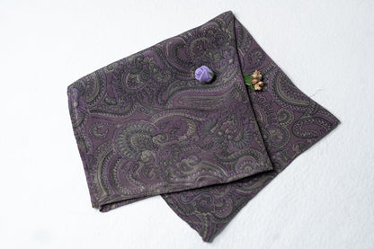 OMVAI Silk Pocket Square Ornamental Paisley in Purple