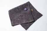OMVAI Silk Pocket Square Ornamental Paisley in Purple