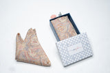OMVAI Silk Pocket Square Pastel Florets Lilac Peach