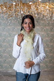 OMVAI Woven Spindles Silk Organza Stole - Buttercup Yellow