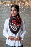 OMVAI Retro Polka Silk Scarf -  Chocolate
