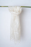 OMVAI Laced Stole in Silk Organza - Ivory White