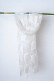 OMVAI Woven Beauty Organza Stole - Peal White