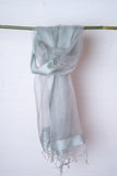 OMVAI Organza Silk Border Stole / Dupatta - Silver Grey