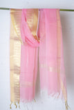 OMVAI Temple Border Organza Silk  Stole / Dupatta - Pretty Pink