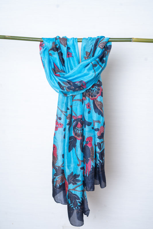 blue silk Scarves