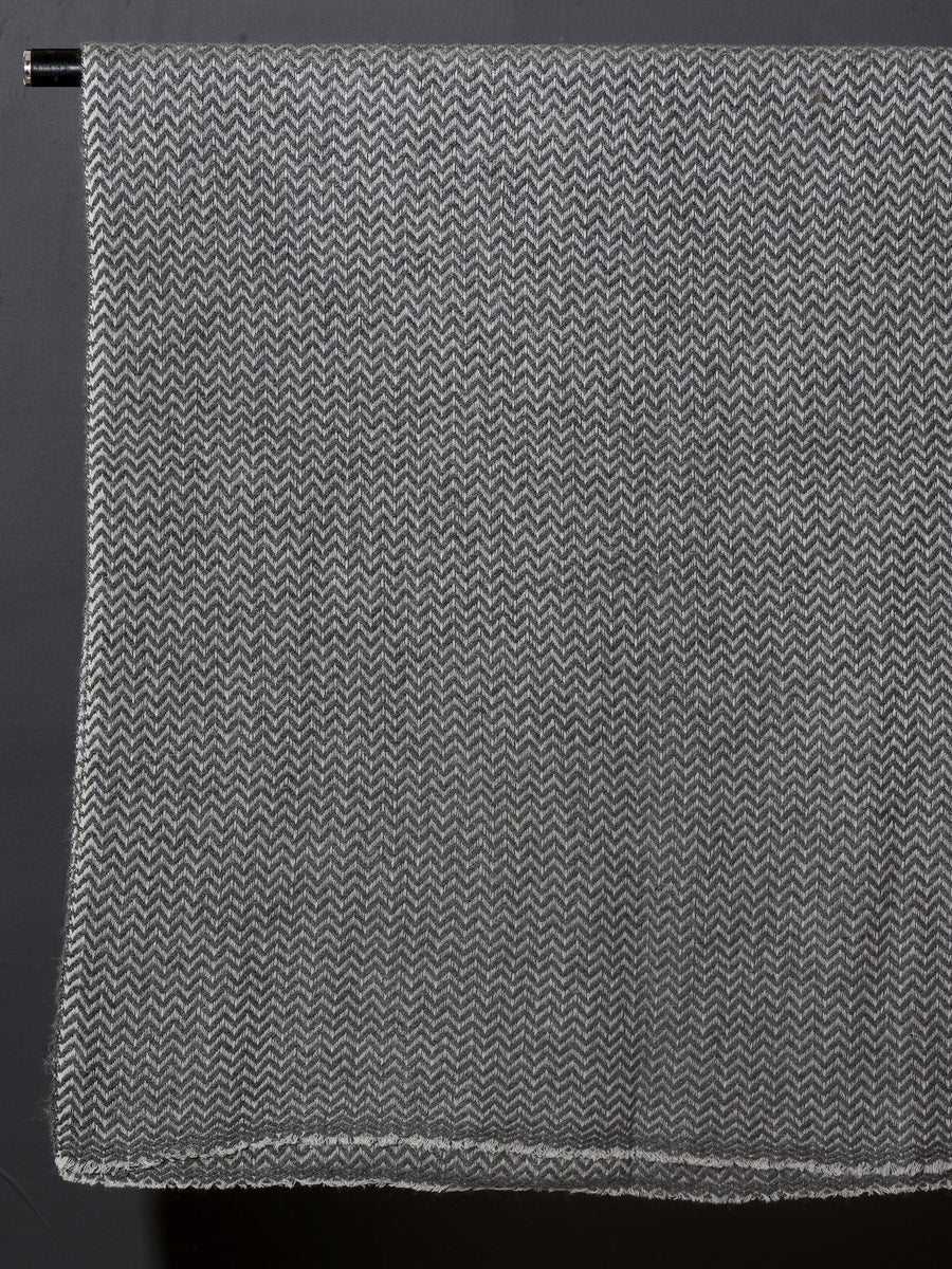 Mini Chevron Weave Super Soft Woolen Muffler -  Charcoal Grey