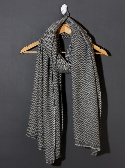 Mini Chevron Weave Super Soft Woolen Muffler -  Charcoal Grey