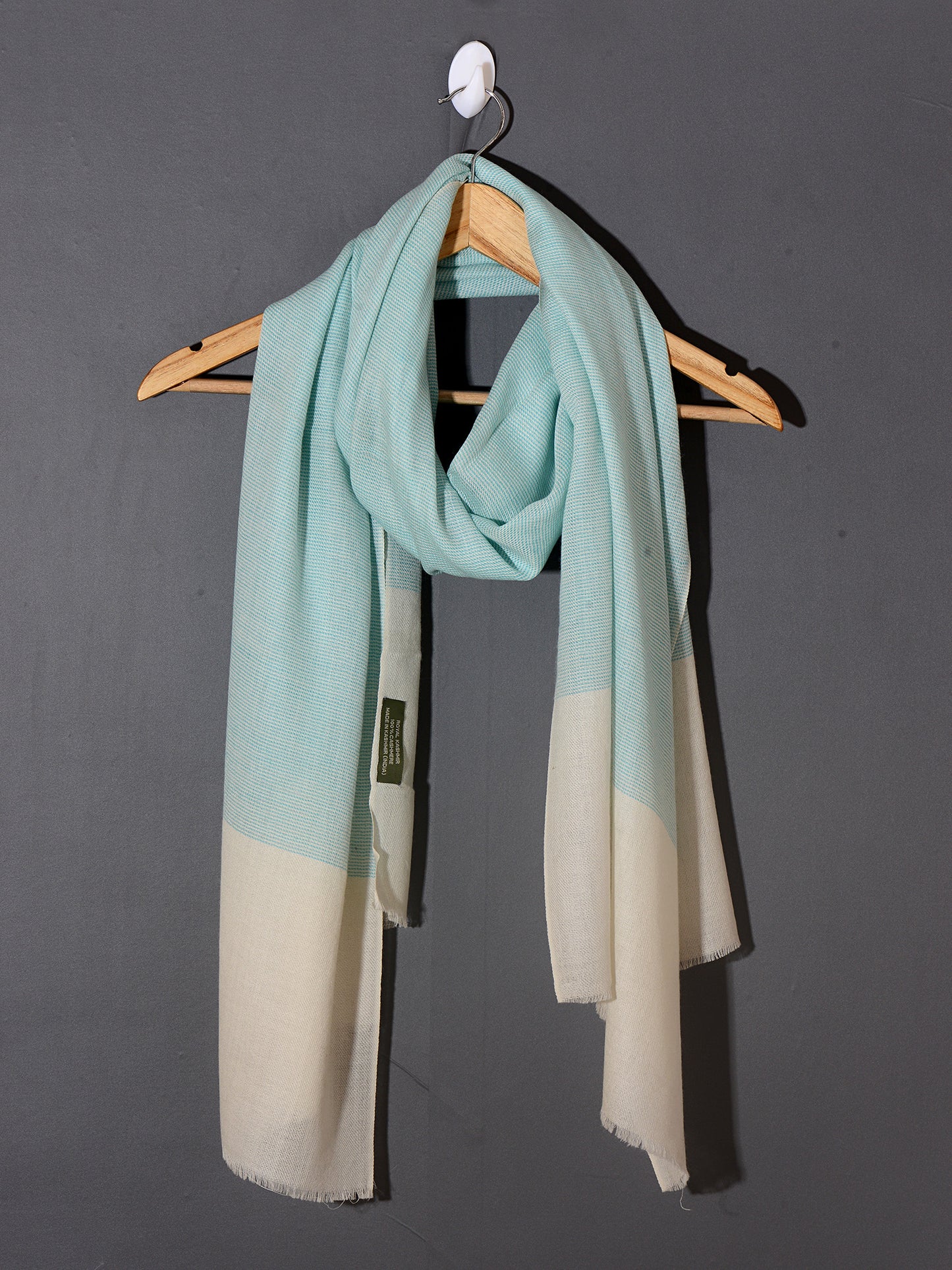 Aqua Blue Pin Striped Weave Super Soft Woolen Muffler For Man/Women