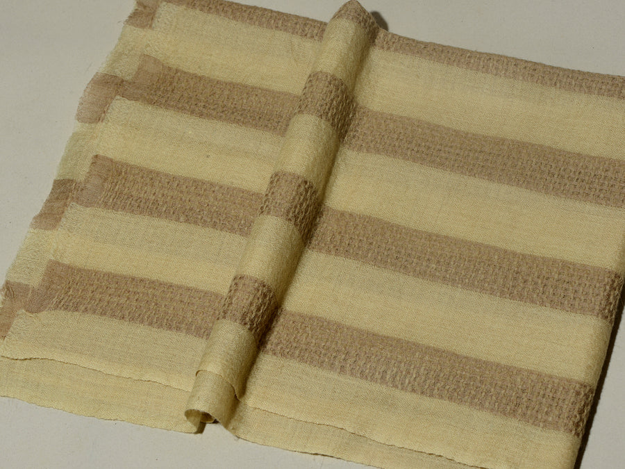 Kashmiri Box Checks Patterned Pashmina Stole - Butter Cream