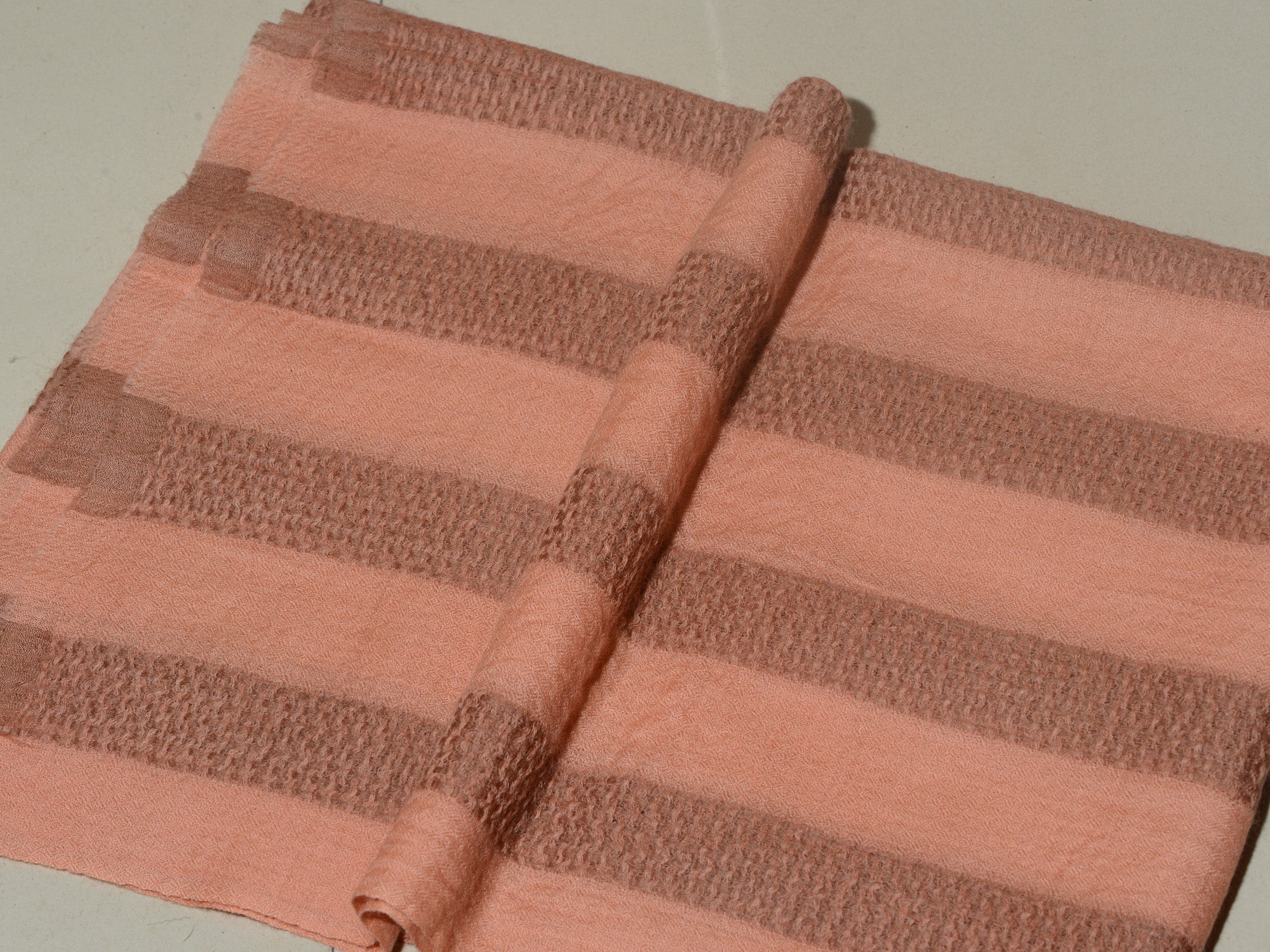 Kashmiri Box Checks Patterned Pashmina Stole -Coral