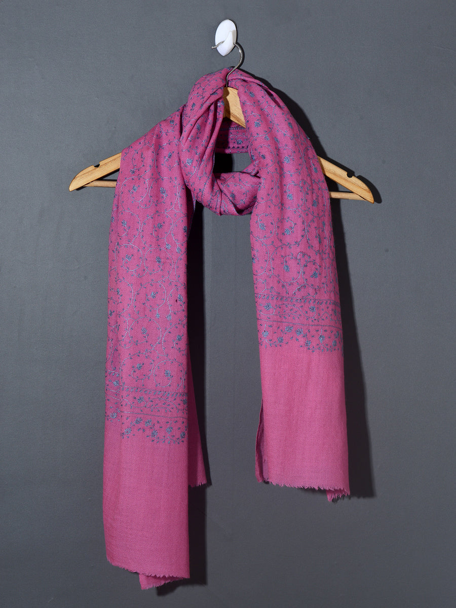 PHOOL JALI The Floral Jaal Hand Embroidered Stole - Pink