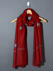 TITLI The Butterfly Ecstasy Hand Embroidered Stole - Cherry Red