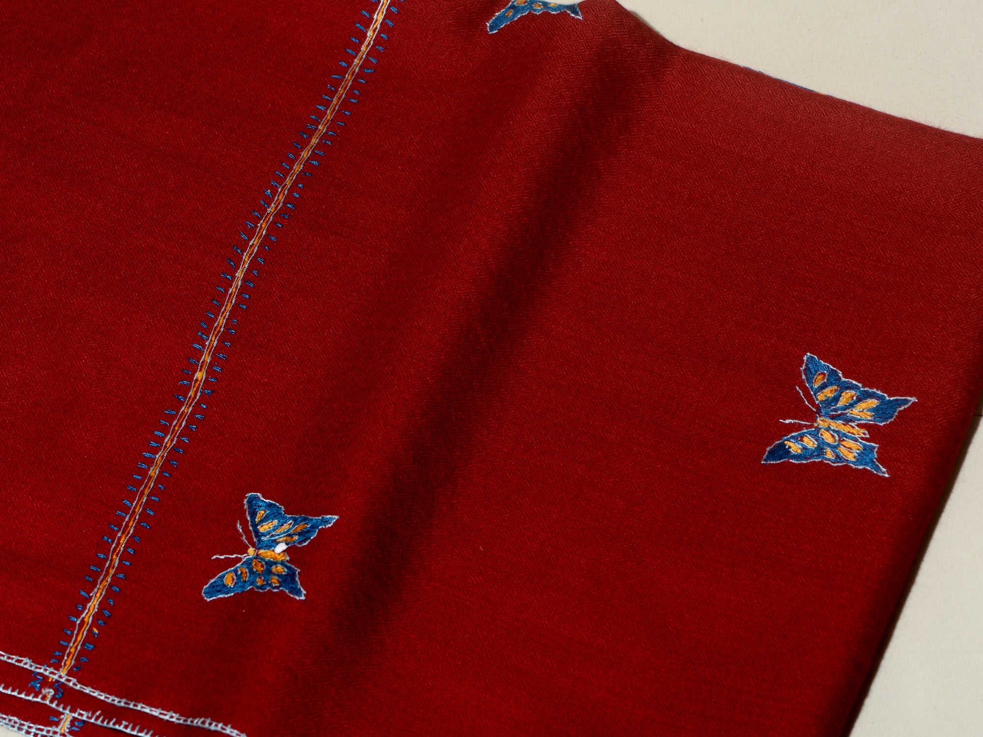 TITLI The Butterfly Ecstasy Hand Embroidered Stole - Cherry Red