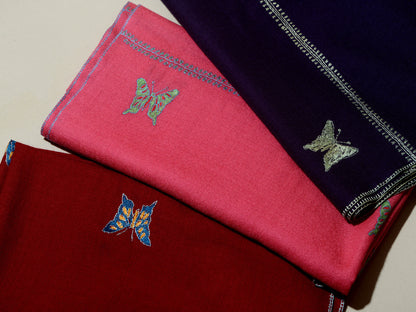 TITLI The Butterfly Ecstasy Hand Embroidered Stole - Pink passion