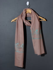 MAYURA, the Peacock Magnificent Hand Embroidered Stole - Mocha Brown