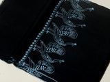 MAYURA, the Peacock Magnificent Hand Embroidered Stole - Midnight Black
