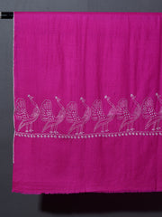 MAYURA, the Peacock Magnificent Hand Embroidered Stole - Onion Pink