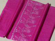MAYURA, the Peacock Magnificent Hand Embroidered Stole - Onion Pink