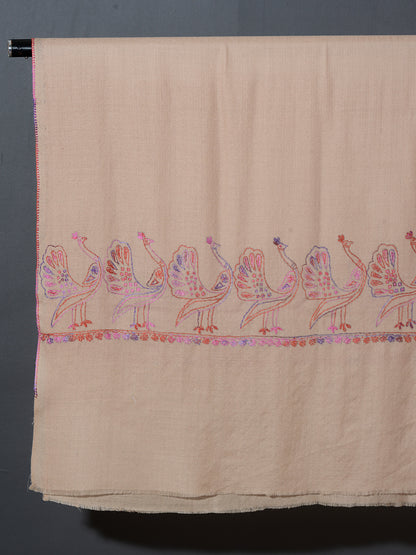 MAYURA, the Peacock Magnificent Hand Embroidered Stole -Powder Pink