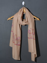 MAYURA, the Peacock Magnificent Hand Embroidered Stole -Powder Pink