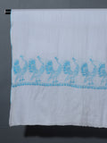 MAYURA, the Peacock Magnificent Hand Embroidered Stole -Powder Blue