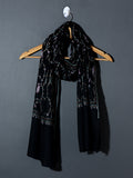 BUTI JAAL The Floral Jaal  Pretty Hand Embroidered Stole - Black Beauty