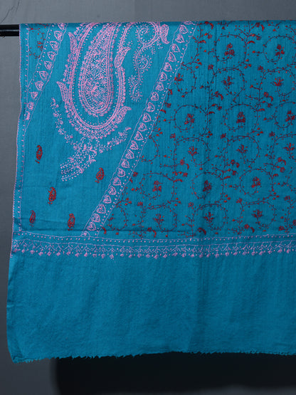 ORNAMENTAL PAISLEY The Magnificent Hand Embroidered Stole - Powder Blue