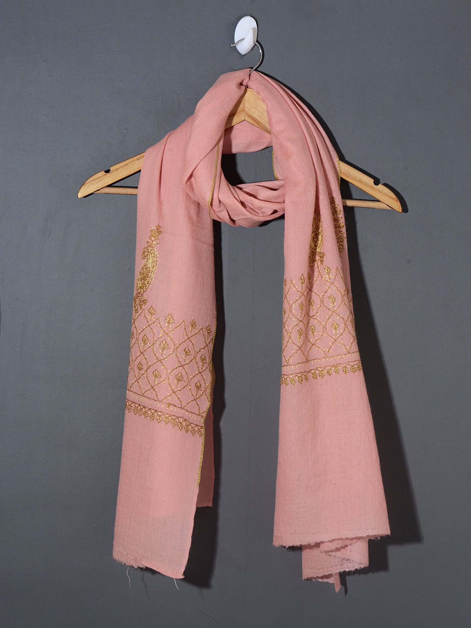 ORNAMENTAL PAISLEY The Magnificent Hand Embroidered Stole - Powder Pink