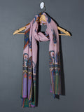 PAISLEY FLORAL Exquisite Kalamkari Kani Stole with Hand embroidery - Powder Pink